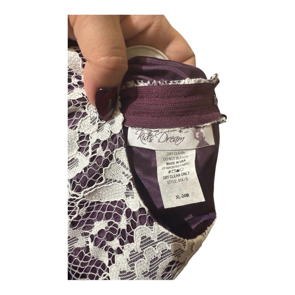 Kids Dream| Purple Lace & Tulle Special Occasion Dress (Kids) – 3D Floral Waist - Picture 4 of 4